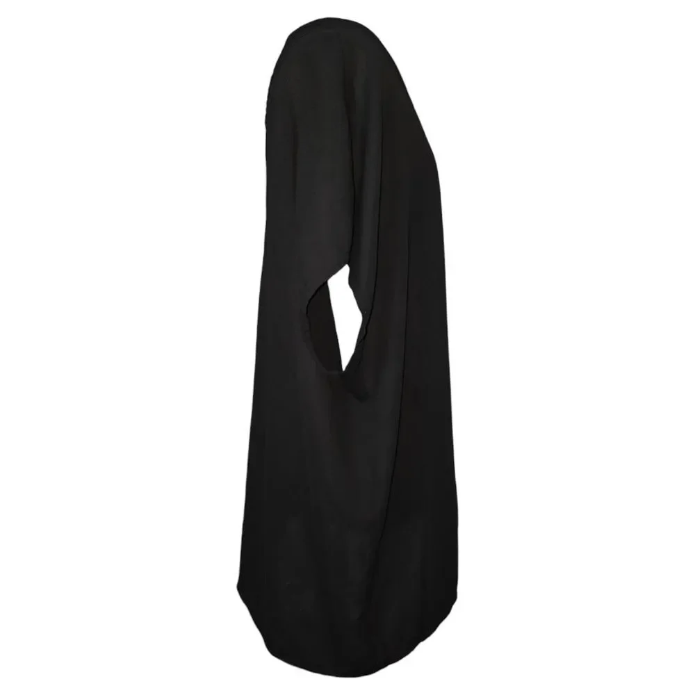 Daniel Rainn Black Duster Swim Coverup Kimono S Chiffon Fringe Boho Beach Resort